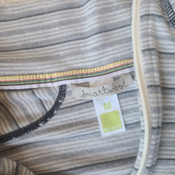 Smartwool Striped Gray Quarter-Zip Pullover Women's Size M - Picture 4 of 8